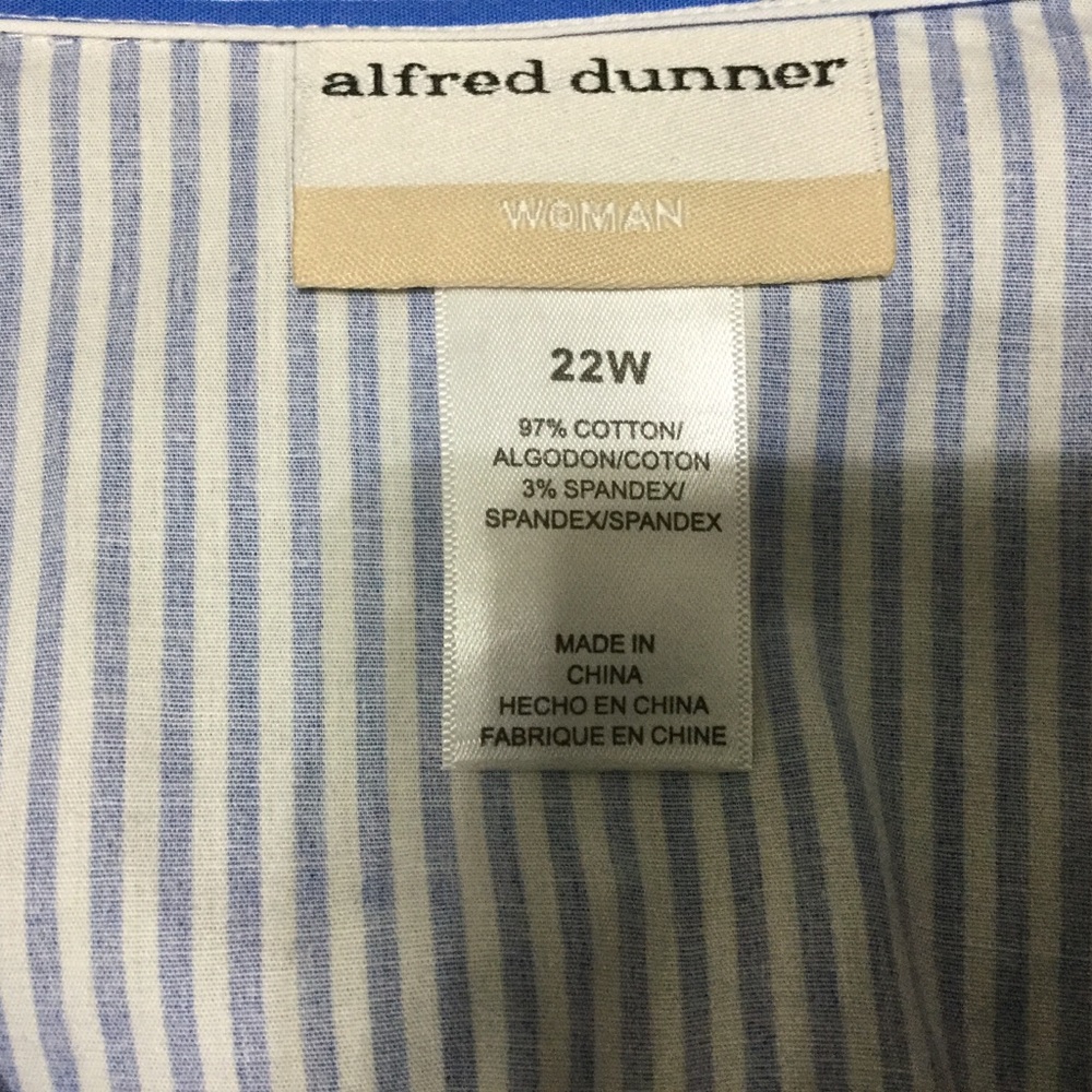 Alfred Dunner blue and white striped floral shirt - Picture 3 of 6